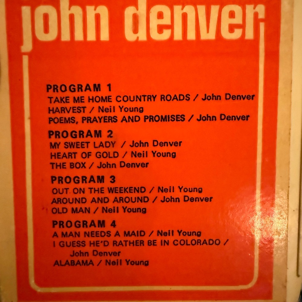 1.a.55.a Vtg 1970s Neil Young John Denver TW Productions 8 Track Tape Untested